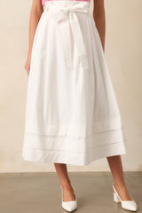 Prosperina Ashford White Cotton Midi Skirt