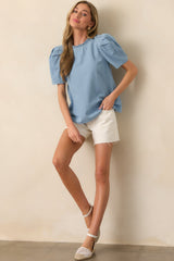 Through The Chaos Light Wash Chambray Cotton Top