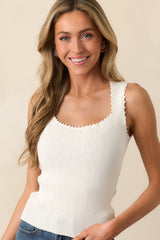 MINKPINK Ivory Isla Boucle Knit Tank