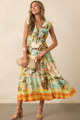 MINKPINK Yellow Green Vacanza Midi Dress