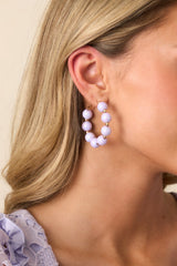 This Is My Moment Lavender Pearlescent Bead Hoop Earrings