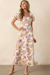 MINKPINK Ivory Floral Marceline Midi Dress