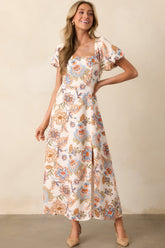 MINKPINK Ivory Floral Marceline Midi Dress