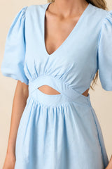 MINKPINK Sky Blue Pandora Puff Sleeve Midi Dress