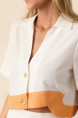 MINKPINK White Alora Wave Crop Shirt