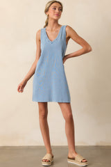Z Supply Medium Indigo Sloane V-Neck Jersey Denim Mini Dress