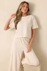 Z Supply Ivory Sway Textured Cropped Tee