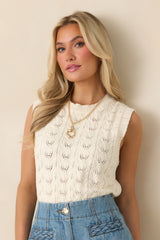 Right Here Beside Me Ivory Knit Sweater Vest