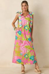 Prosperina Arden Pink Multi Chinoiserie Cotton Maxi Dress