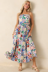 FRNCH Hippuris Multi Patchwork Print Sleeveless Maxi Dress