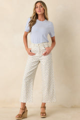 Easy Moments Light Blue Floral Cotton Wide Leg Jeans