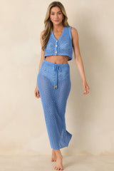 MINKPINK Balmy Blue Crochet Crop Top
