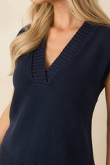 Polished Ease Navy Knit Sweater Vest