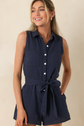 Z Supply New Light Navy Cotton Romper