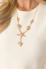 Ocean Glow Gold Multi Shell & Starfish Necklace