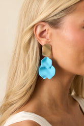 Turning A New Leaf Light Blue & Gold Earrings