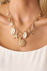 Close To The Shore Gold Coastal Charm Necklace