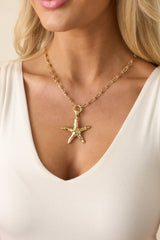 Having The Best Day Ever Gold Textured Starfish Necklace