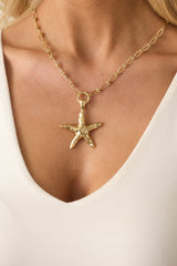 Having The Best Day Ever Gold Textured Starfish Necklace