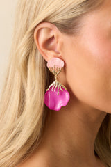 Wildflower Muse Fuchsia Pink Flower Petal Drop Earrings