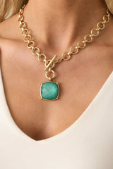 The Way It Is Gold Green Pendant Necklace