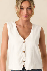 Z Supply White Marta Linen Vest