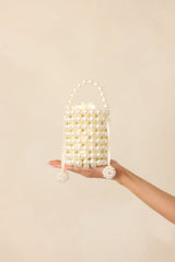 So Chic Ivory Faux Pearl Beaded Handbag