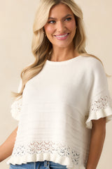 Call It How I See It Ivory Cotton Short Sleeve Knit Top