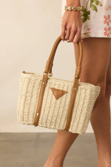 Savor The Slow Days Ivory Rattan Woven Handbag