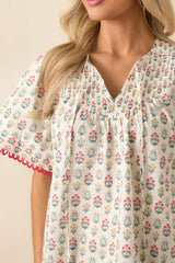 These Are The Good Times Red Floral Cotton Short Sleeve Top
