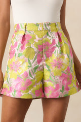 Free To Be Light Pink Floral Jacquard Tailored Shorts