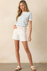 Mary Lynn Blue Belle Stripe Cotton Sweater