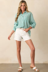 Sutton Grass Green Stripe Cotton Top