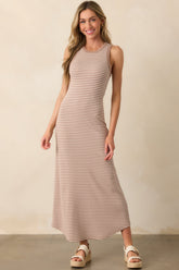 Z Supply Tan Iced Coffee Goodwin Stripe Midi Dress