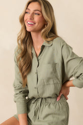 Z Supply Avocado Green Perfect Linen Top