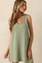 Z Supply Avocado Green Sloane V-Neck Mini Dress