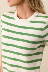 Mary Lynn Eden Green Stripe Cotton Sweater