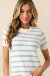 Mary Lynn Blue Belle Stripe Cotton Sweater