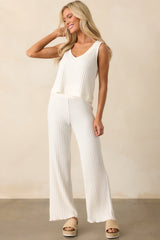 Z Supply Ivory Bone Dawn Smocked Rib Pant