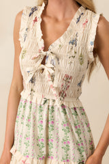 Whatever Happens Ivory Floral Cotton Sleeveless Maxi Dress