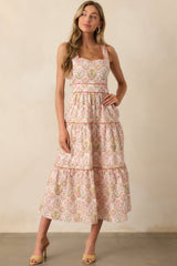 This Is The One Orange Geometric Floral Cotton Maxi Dress