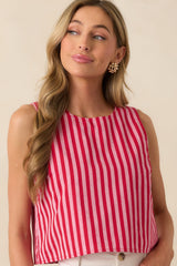 Be The Change Red Stripe Cotton Sleeveless Crop Top
