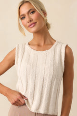 Z Supply Ivory Sea Salt Calan Rib Sweater Cropped Tank