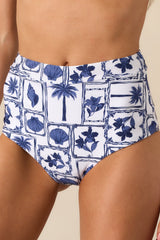 MINKPINK Blue Patchwork Sylvie High Bikini Pant
