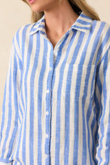Z Supply Blue Cotton Saturdays Stripe Gauze Shirt