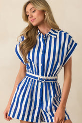 Prosperina Natalia Royal Blue Stripe Cotton Romper