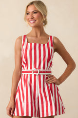 Prosperina Alessandra Red Stripe Cotton Romper