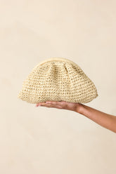 Something To See Ivory Raffia Woven Clutch