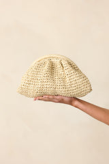 Something To See Ivory Raffia Woven Clutch