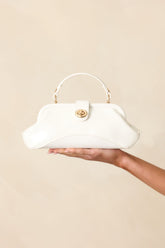 Cheers To Now White Faux Leather Handbag